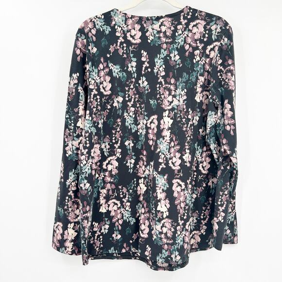 J.Jill Purejill Womens Casual Pima Cotton Floral Shirttail Long Sleeve Tee Large - Picture 4 of 4